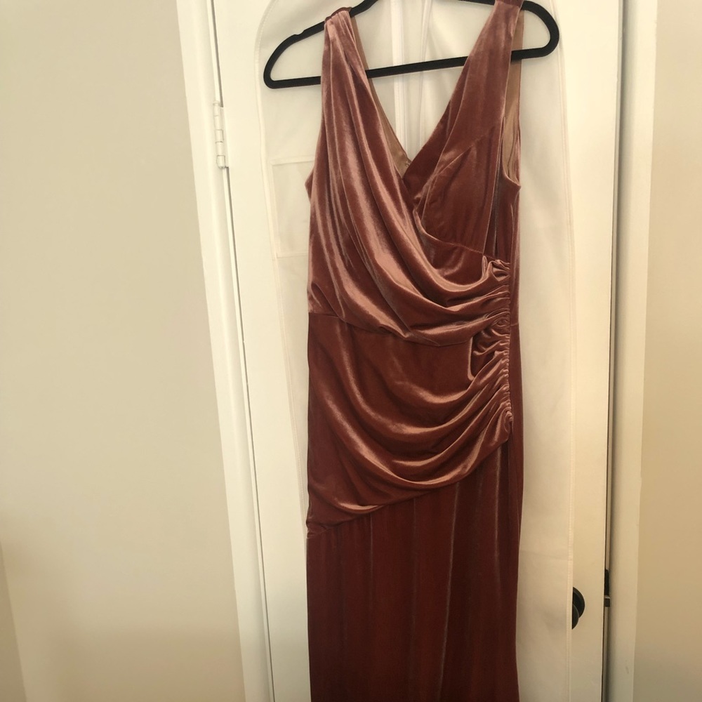 Revelry velvet bridesmaid dress in color dusty rose size 14